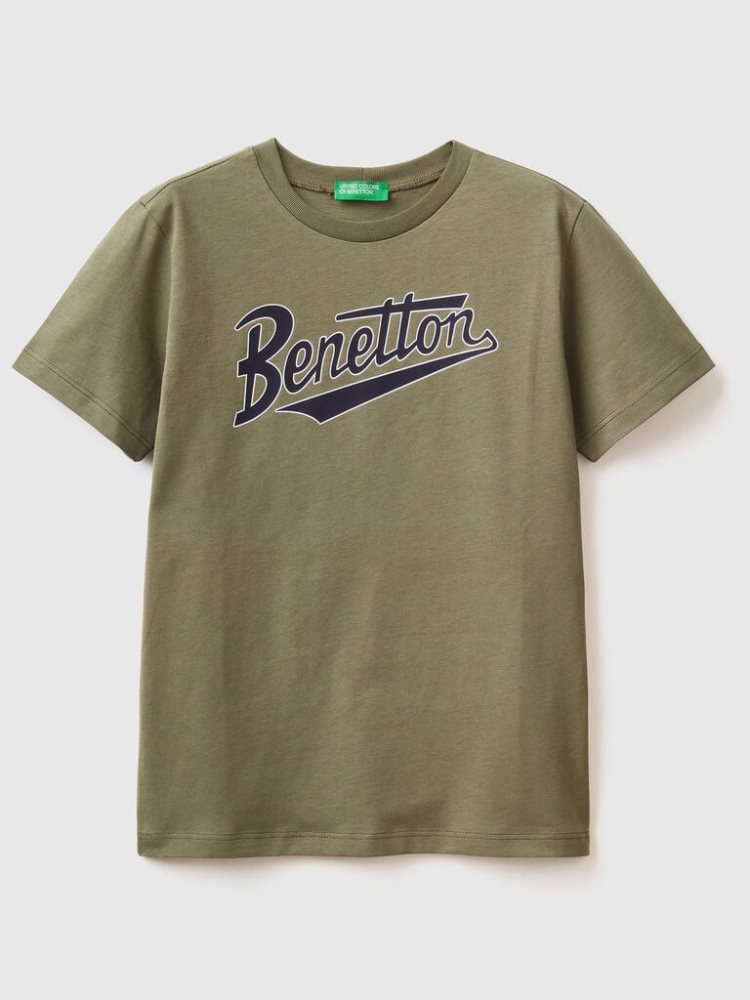 Benetton 100% Organic Katoenen Short Sleeve T-shirts Kinderen Groen | BE180671