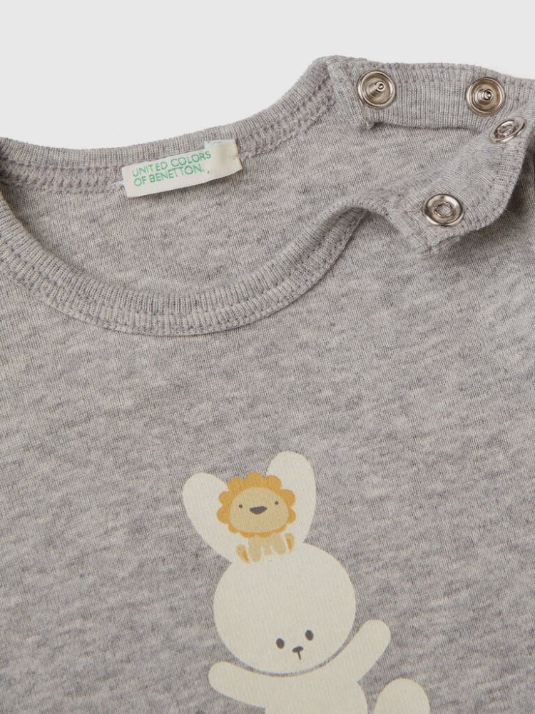 Benetton 100% Organic Katoenen T-shirts Kinderen Lichtgrijs | BE235740