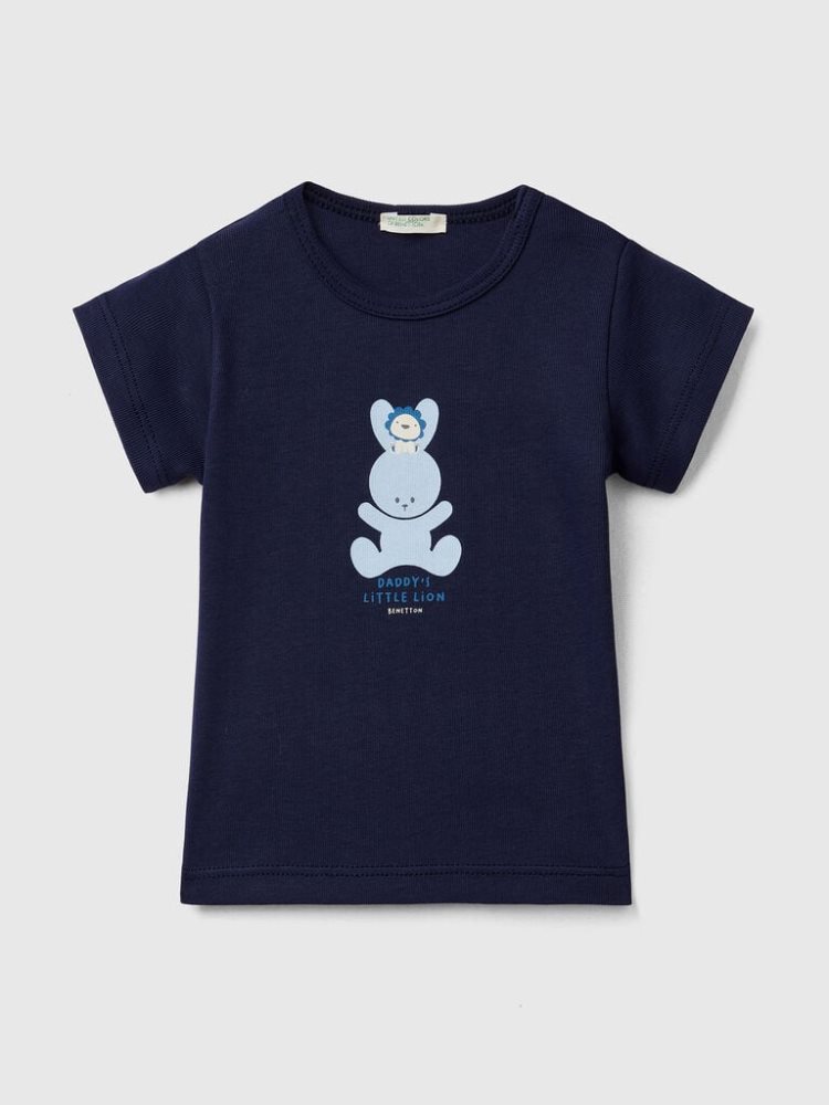 Benetton 100% Organic Katoenen T-shirts Kinderen Donkerblauw | BE445524