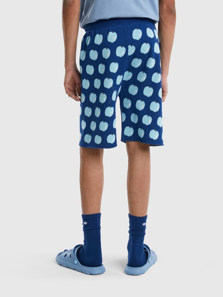 Benetton Apple Pattern Bermuda Heren Blauw | BE533758