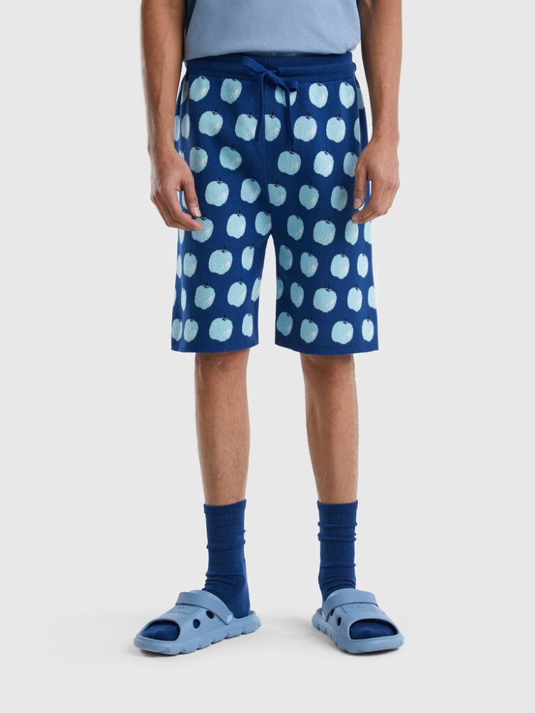 Benetton Apple Pattern Bermuda Heren Blauw | BE533758