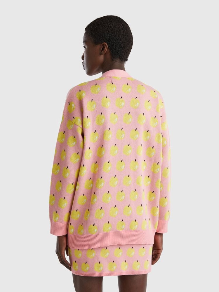 Benetton Apple Pattern Cardigan Dames Roze | BE369136