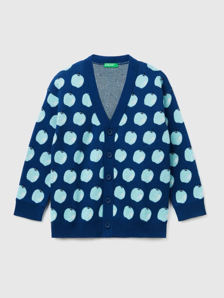 Benetton Apple Pattern Cardigan Kinderen Blauw | BE266041