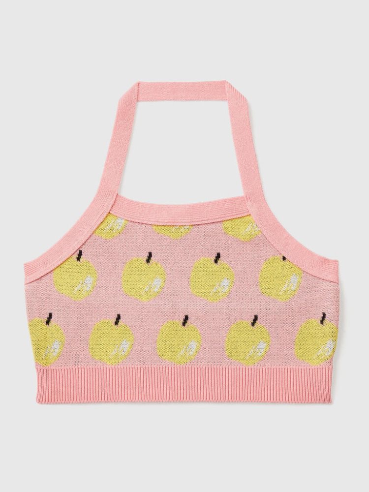 Benetton Apple Pattern Crop Tanktop Kinderen Roze | BE333486