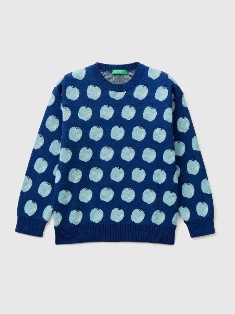 Benetton Apple Pattern Truien Kinderen Blauw | BE700457