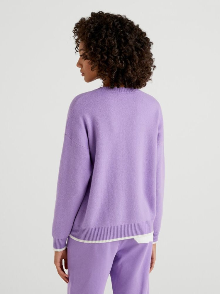 Benetton Benettonxpantone™ Crew Neck Sweaters Dames Lilac | BE155604