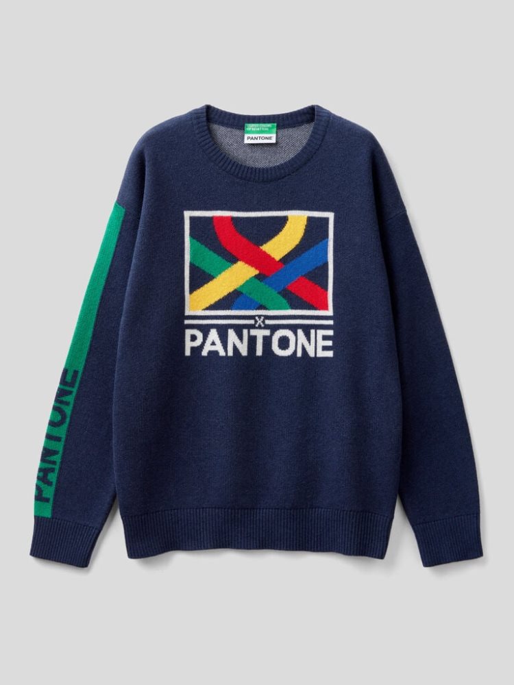 Benetton Benettonxpantone™ Inlay Truien Kinderen Donkerblauw | BE664479