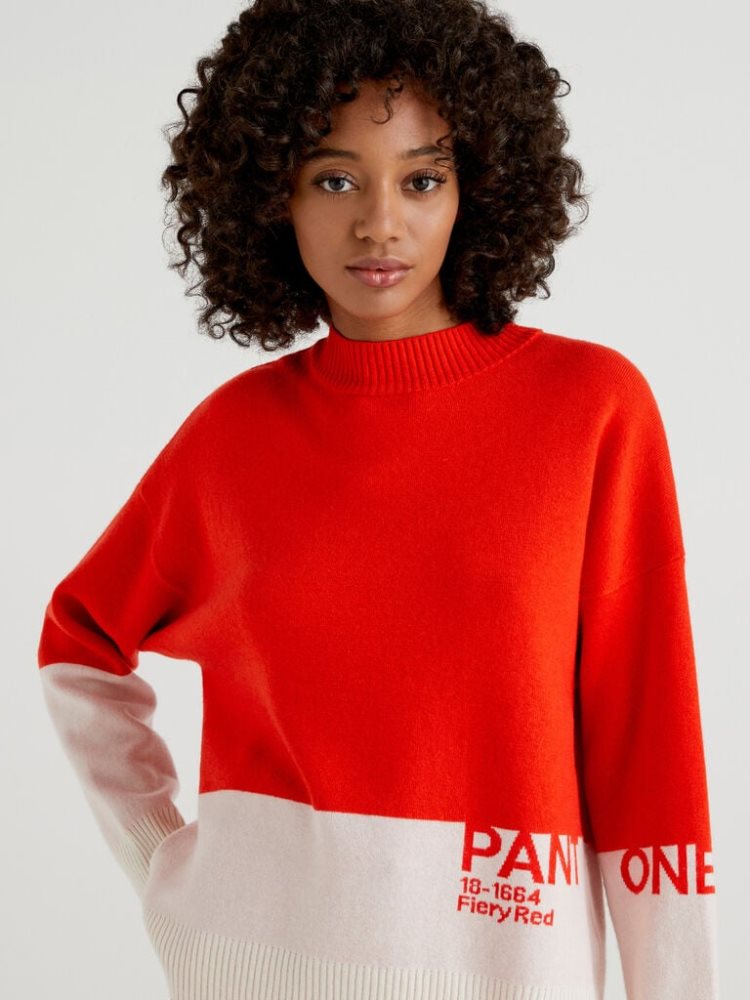 Benetton Benettonxpantone™ Turtleneck High Neck Sweaters Dames Rood | BE093492