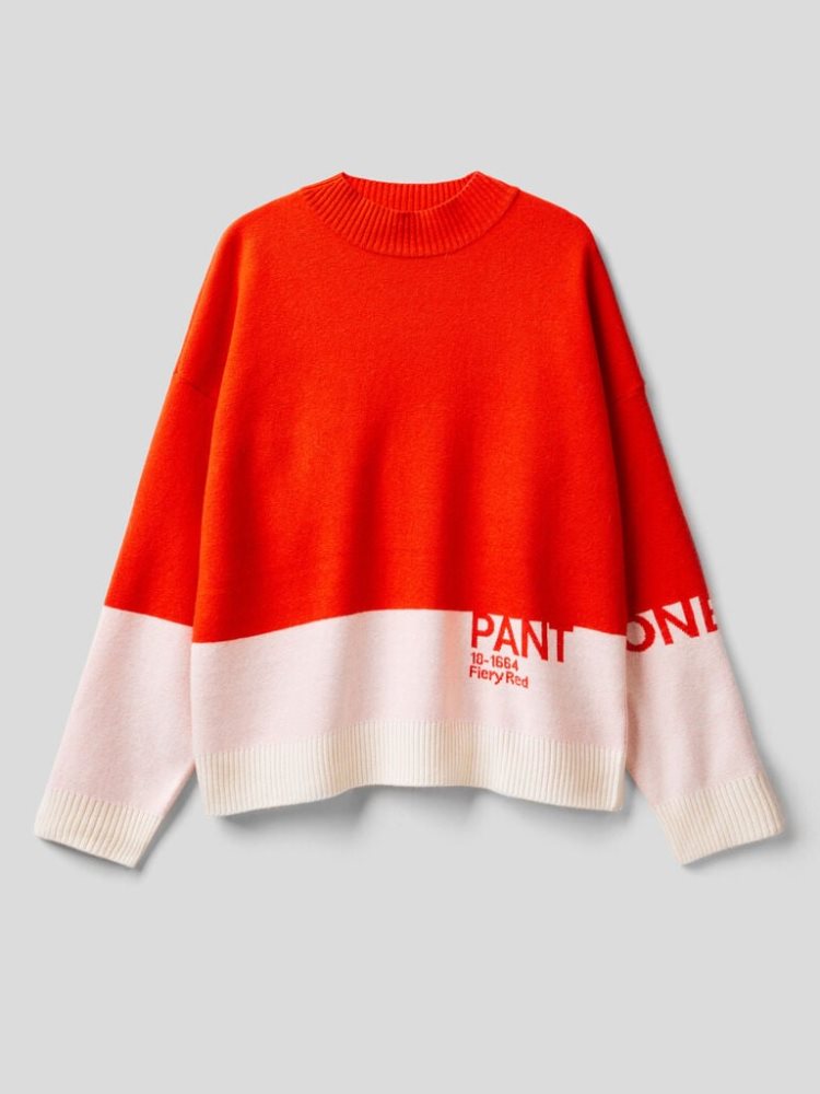 Benetton Benettonxpantone™ Turtleneck High Neck Sweaters Dames Rood | BE093492