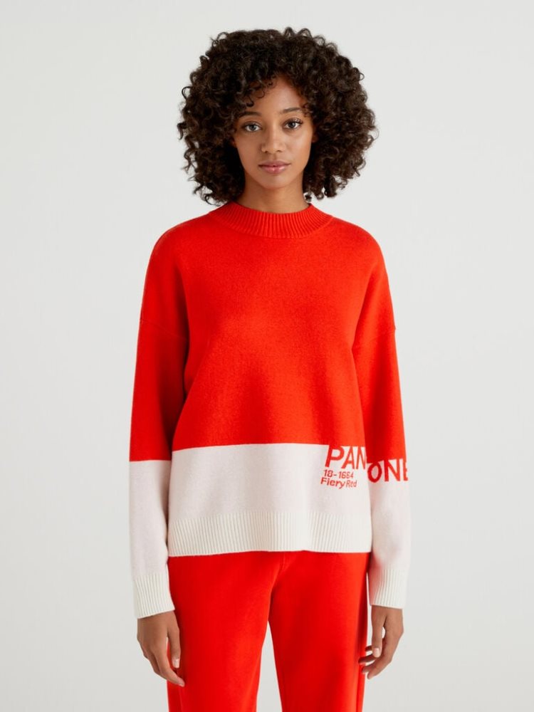 Benetton Benettonxpantone™ Turtleneck High Neck Sweaters Dames Rood | BE093492