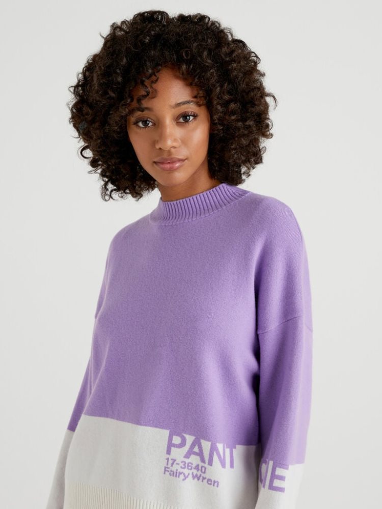 Benetton Benettonxpantone™ Turtleneck High Neck Sweaters Dames Lilac | BE442486