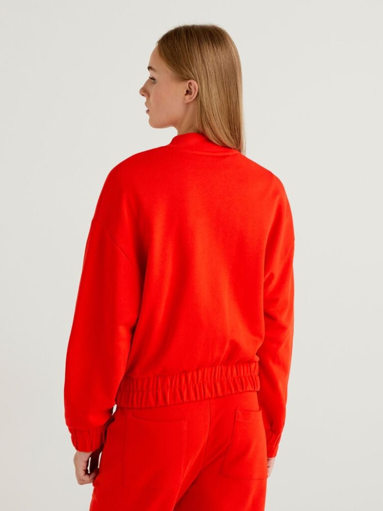 Benetton Bomber-style Zip Sweatshirt Dames Rood | BE064572