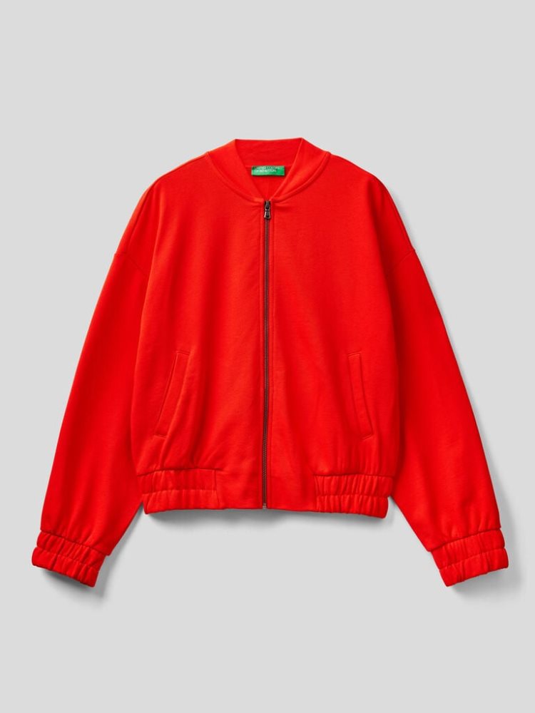 Benetton Bomber-style Zip Sweatshirt Dames Rood | BE064572