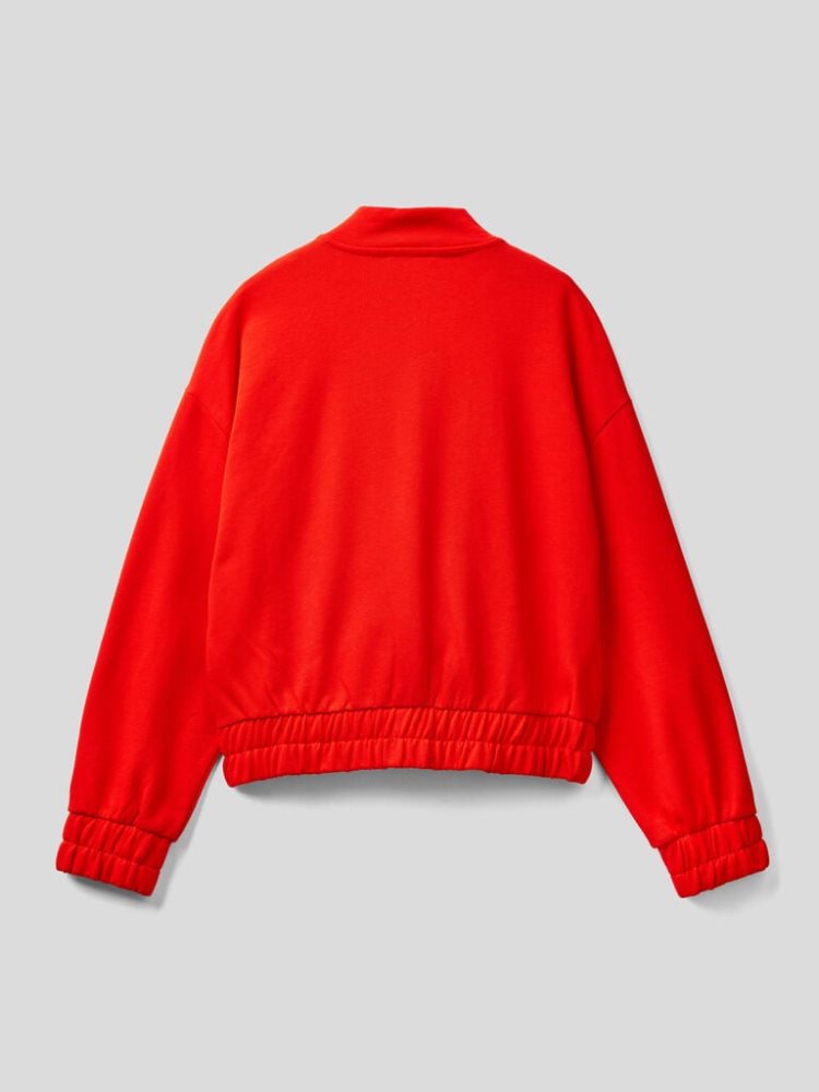 Benetton Bomber-style Zip Sweatshirt Dames Rood | BE064572