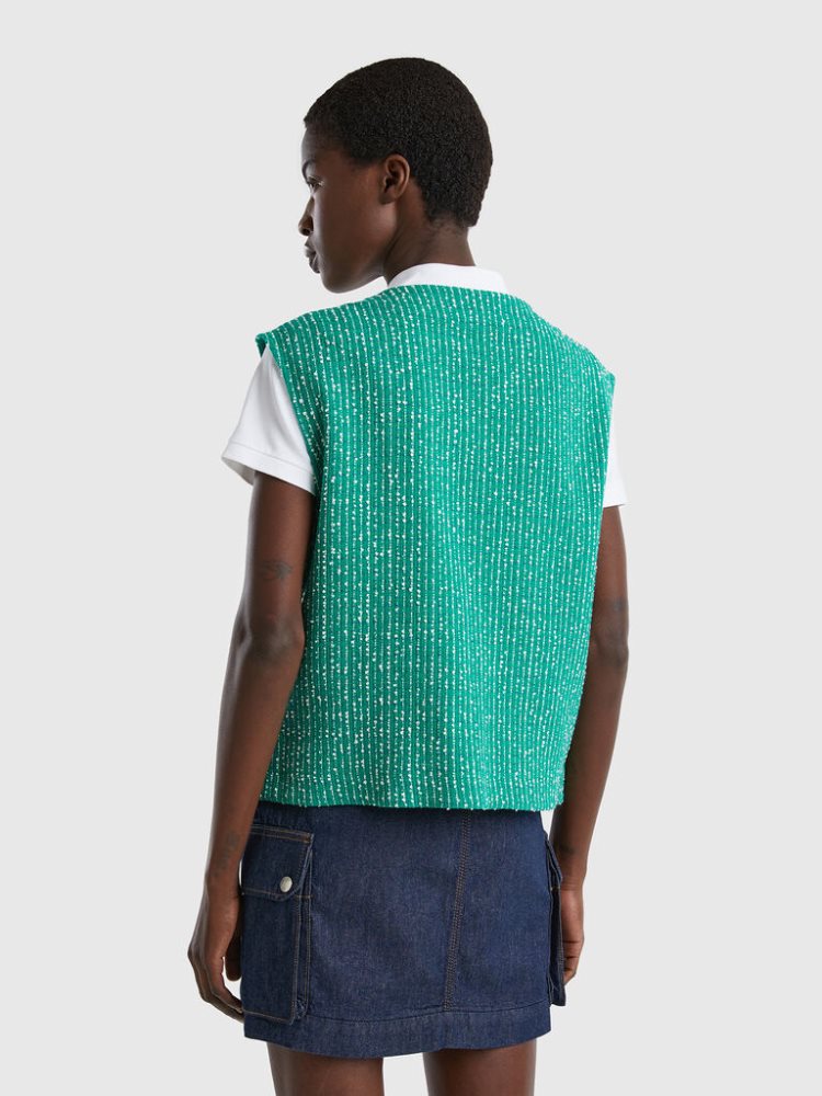 Benetton Bouclé Gilet Dames Groen | BE487141