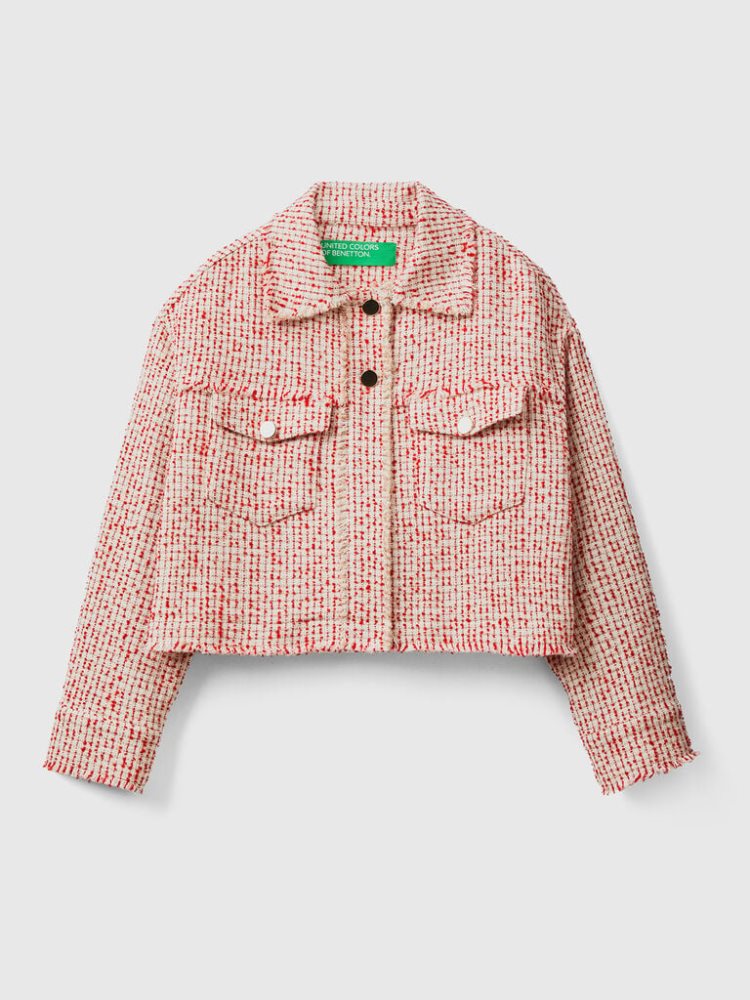 Benetton Bouclé Light Jackets Dames Rood | BE934499