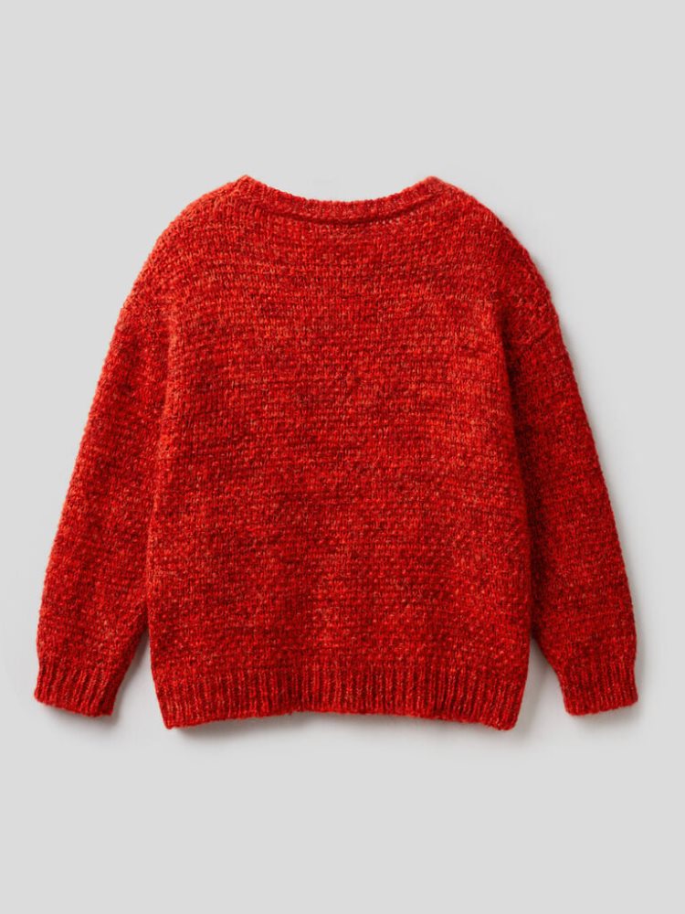 Benetton Boxy Fit Mohair Blend Crew Neck Sweaters Dames Rood | BE731039