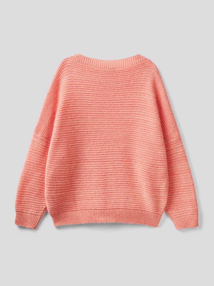 Benetton Boxy Fit Wol Blend Crew Neck Sweaters Dames Strawberry | BE742516