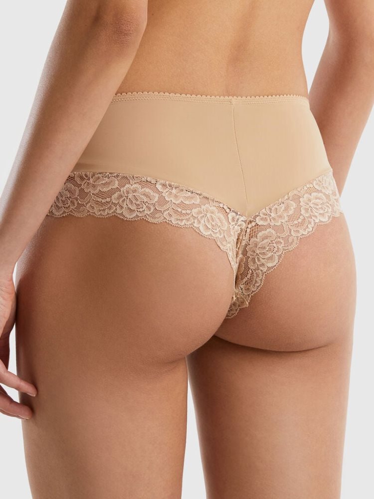 Benetton Brazilian Stretch Kanten Knickers Dames Nude | BE896253