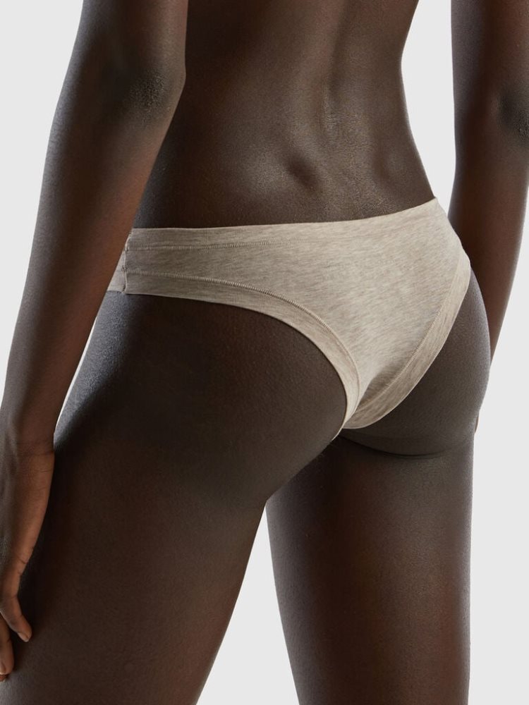 Benetton Brazilian Super Stretch Organic Katoenen Knickers Dames Beige | BE716683