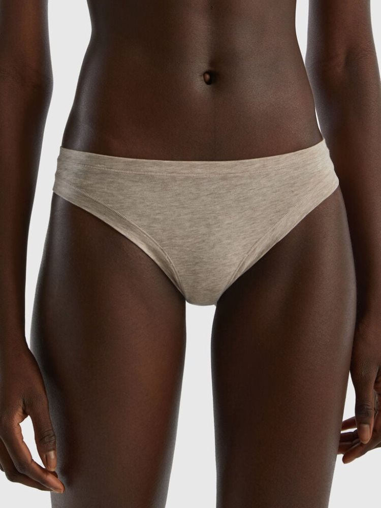 Benetton Brazilian Super Stretch Organic Katoenen Knickers Dames Beige | BE716683