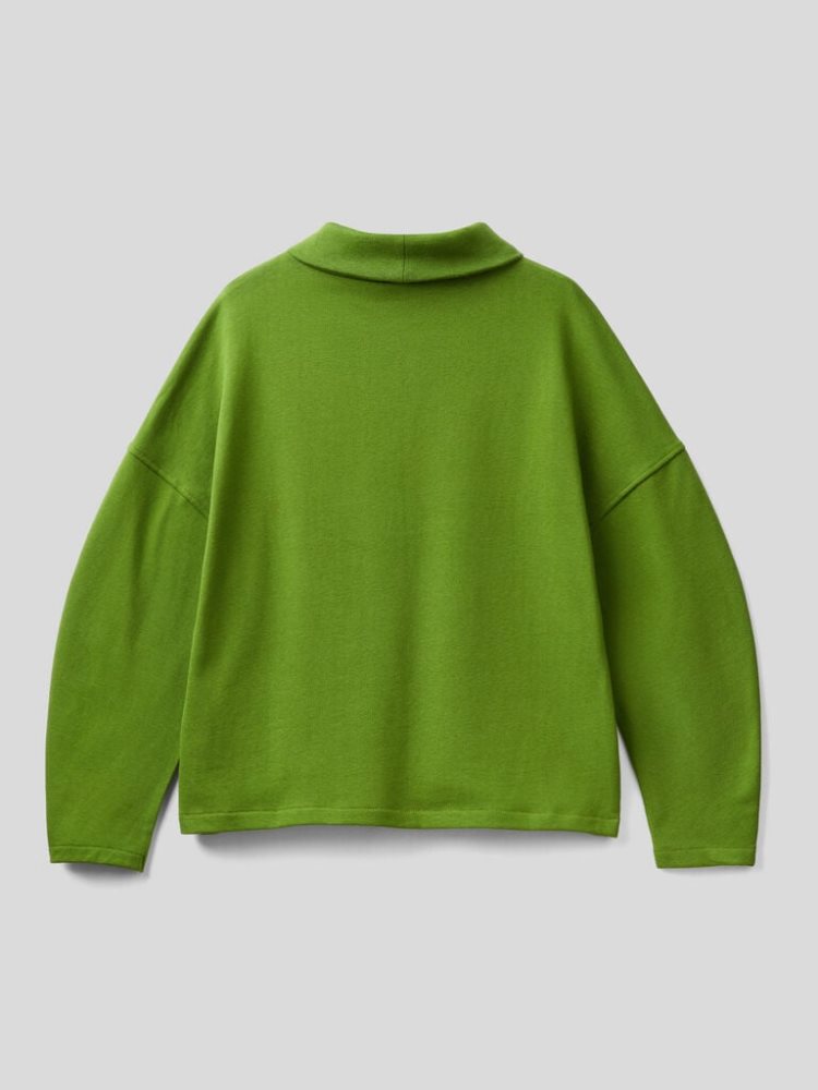 Benetton Brede High Collar Sweatshirt Dames Olijfgroen Groen | BE316245