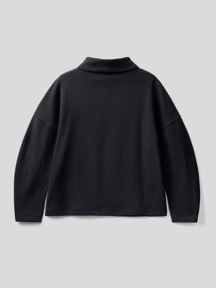 Benetton Brede High Collar Sweatshirt Dames Zwart | BE572942