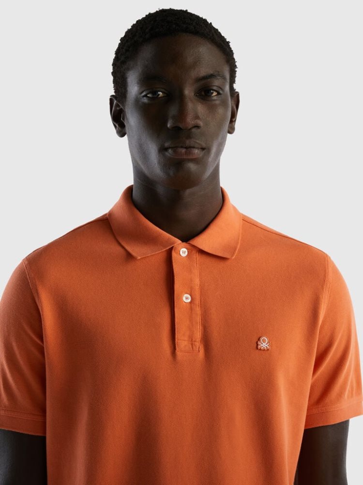 Benetton Brick Regular Fit Short Sleeve Polos Heren Oranje | BE339495