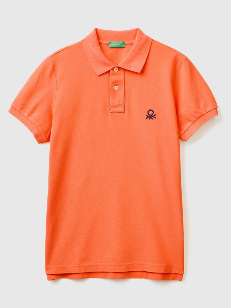 Benetton Brick Slim Fit Short Sleeve Polos Heren Oranje | BE747954