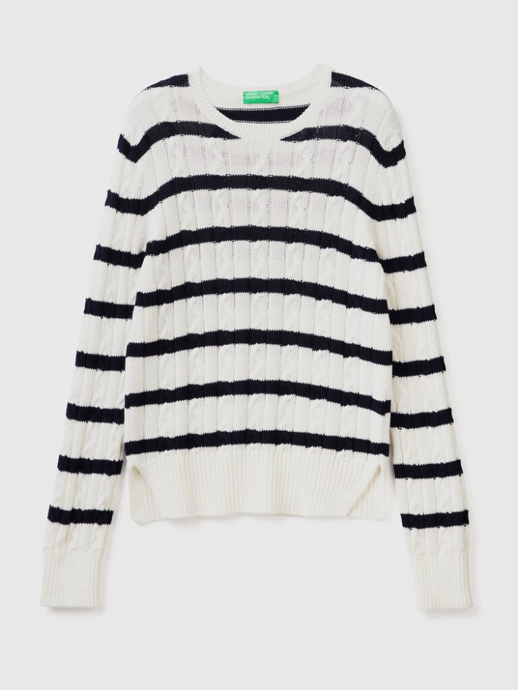 Benetton Cable Knit 100% Katoenen Crew Neck Sweaters Dames Multi-color | BE264858