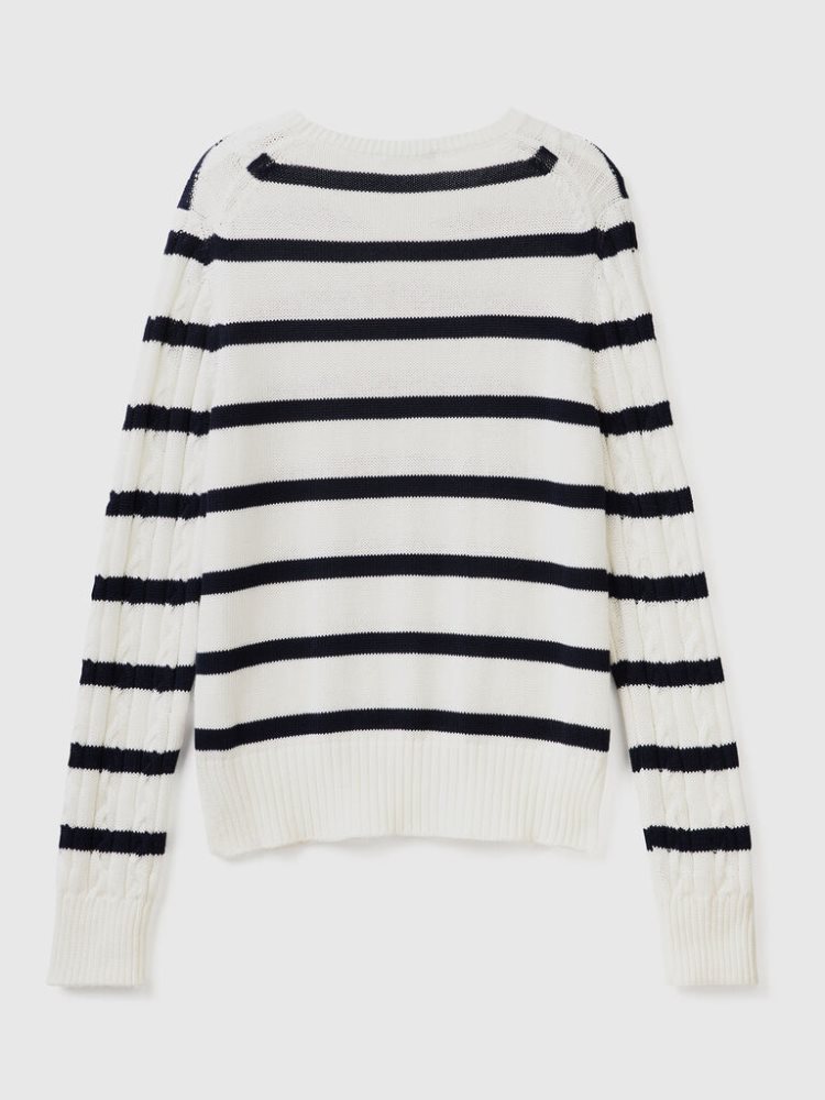 Benetton Cable Knit 100% Katoenen Crew Neck Sweaters Dames Multi-color | BE264858