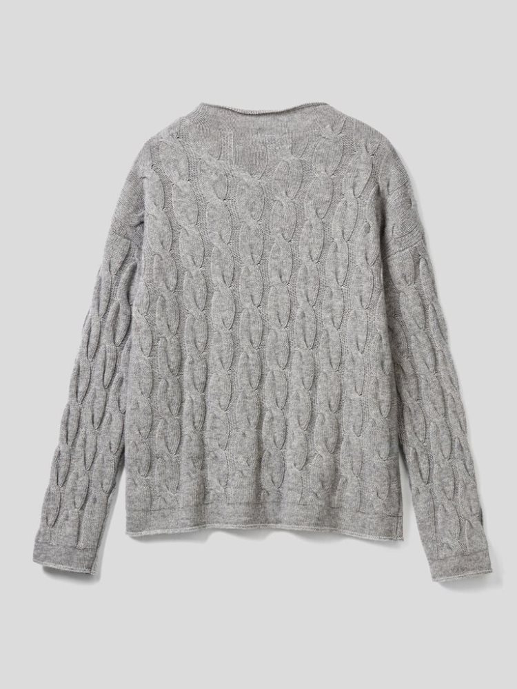 Benetton Cable Knit High Neck Sweaters Dames Lichtgrijs | BE075171