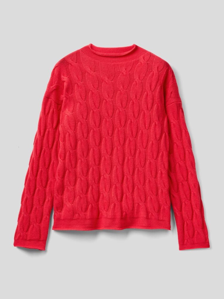 Benetton Cable Knit High Neck Sweaters Dames Fuchsie | BE333570