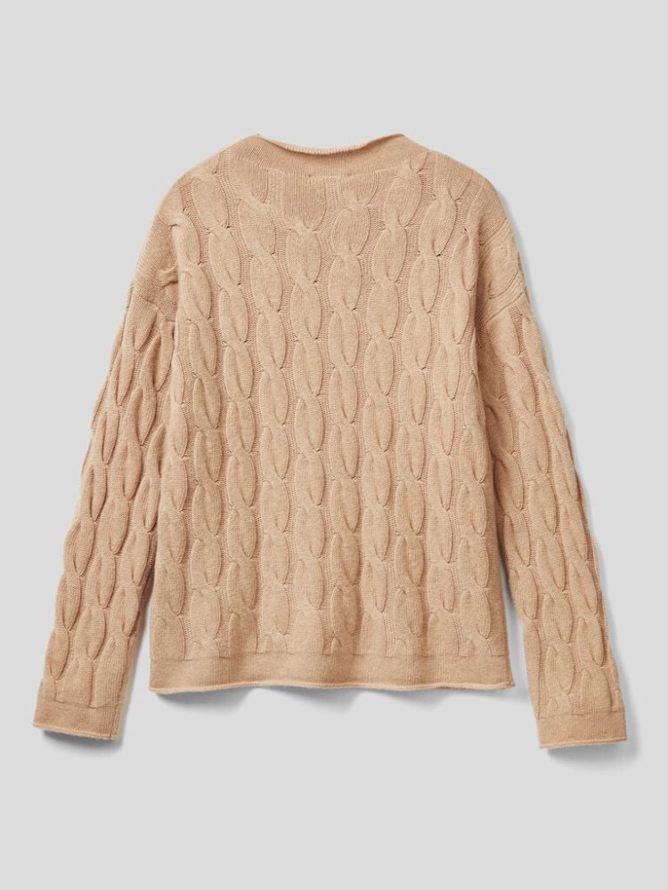 Benetton Cable Knit High Neck Sweaters Dames Camel | BE979981