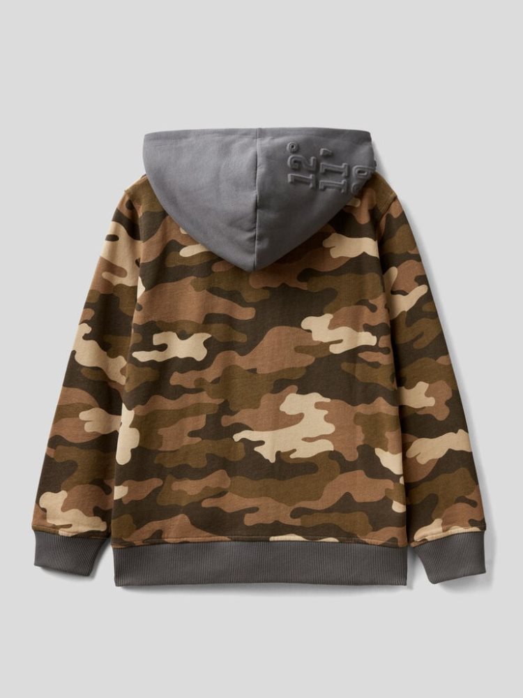 Benetton Camouflage Prints Hoodie Kinderen Groen | BE007902