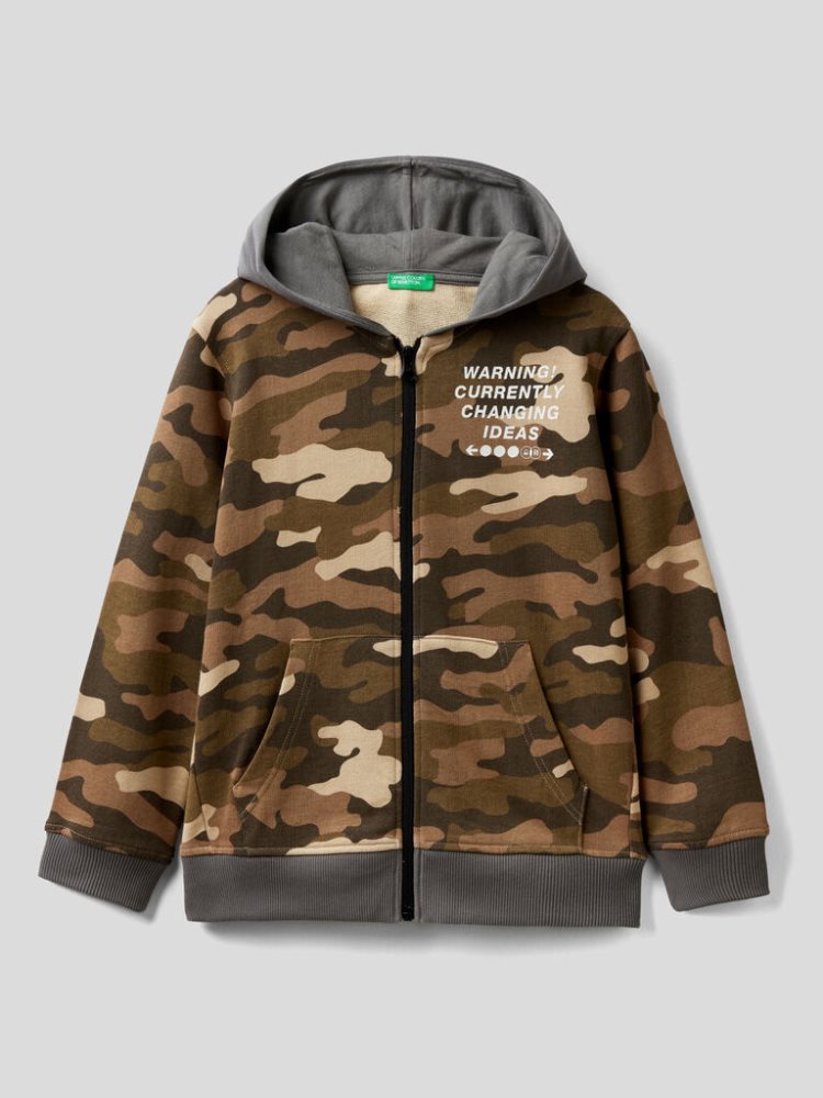 Benetton Camouflage Prints Hoodie Kinderen Groen | BE007902