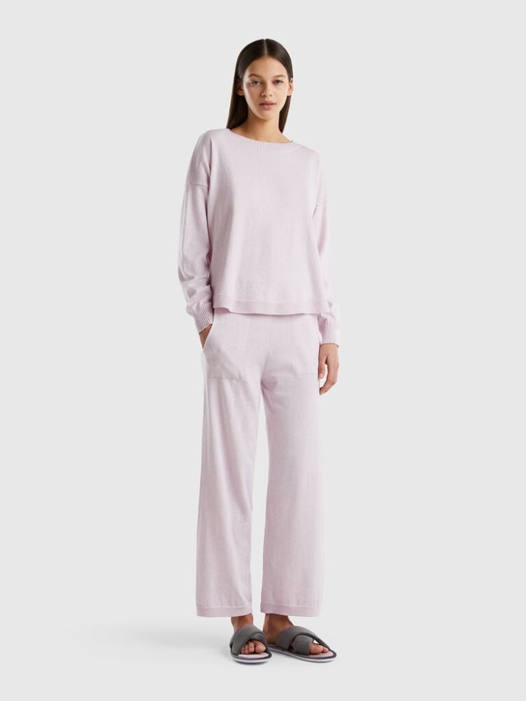 Benetton Cashmere Blend Broek Dames Roze | BE154714