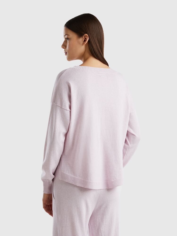 Benetton Cashmere Blend Truien Dames Roze | BE315978