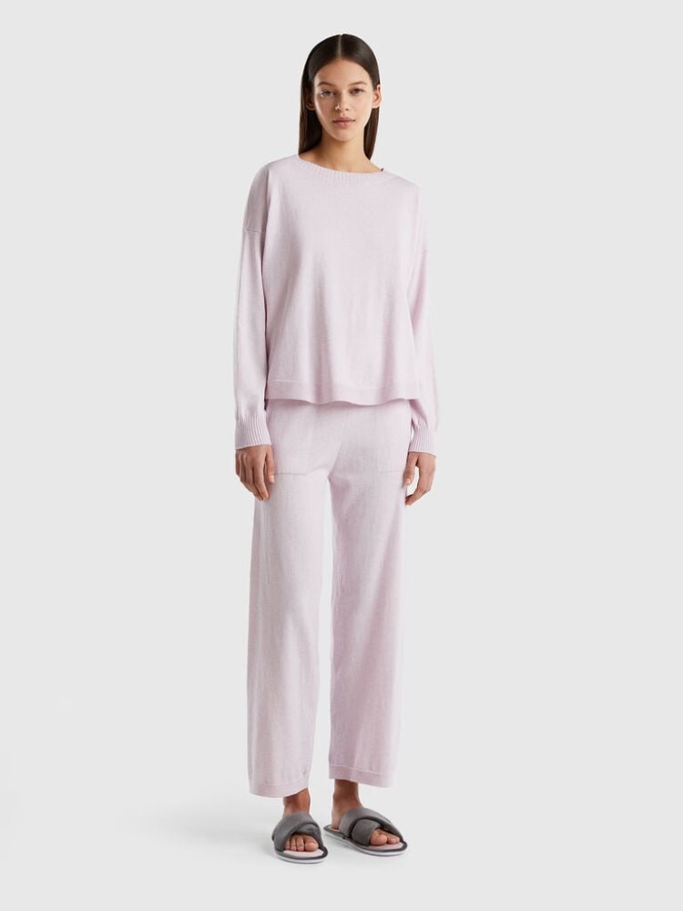 Benetton Cashmere Blend Truien Dames Roze | BE315978