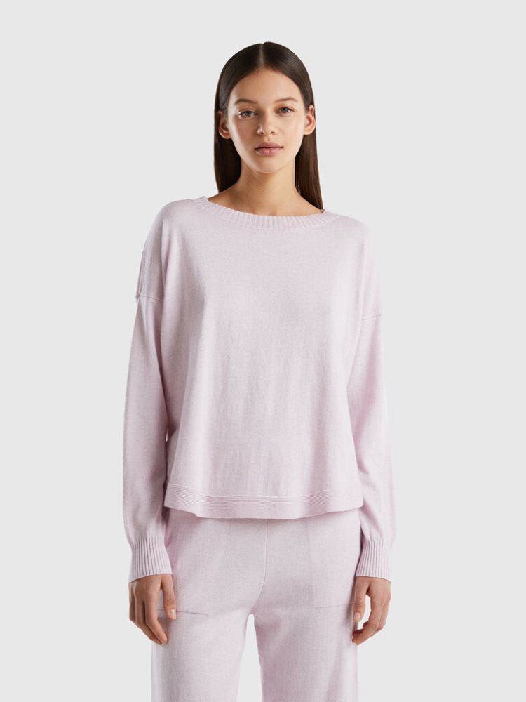 Benetton Cashmere Blend Truien Dames Roze | BE315978