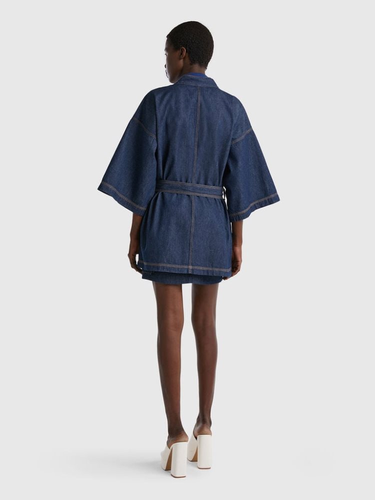 Benetton Chambray Kimono Jassen Dames Donkerblauw | BE379740