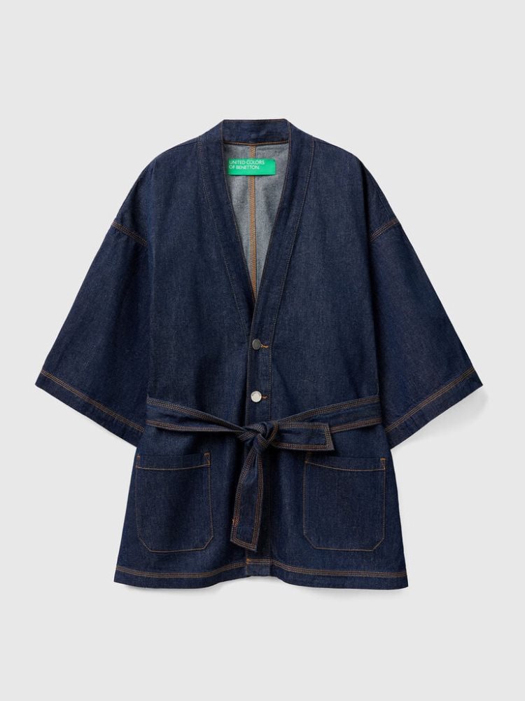 Benetton Chambray Kimono Jassen Dames Donkerblauw | BE379740