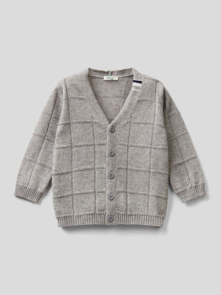 Benetton Check Cardigan Kinderen Grijs | BE768740