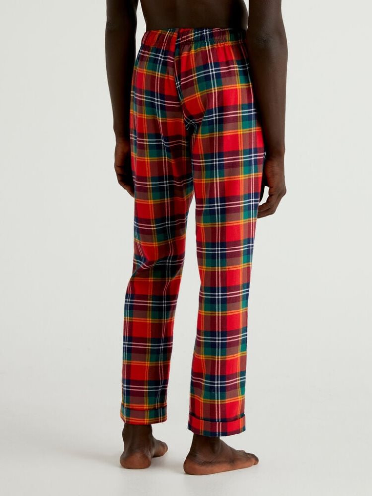 Benetton Check Drawstring Broek Heren Rood | BE301560