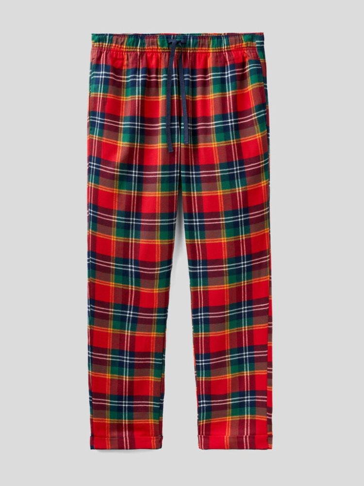 Benetton Check Drawstring Broek Heren Rood | BE301560