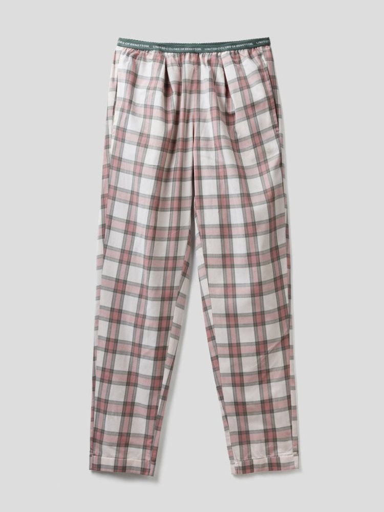 Benetton Check Flannel Broek Dames Lichtgrijs | BE915804