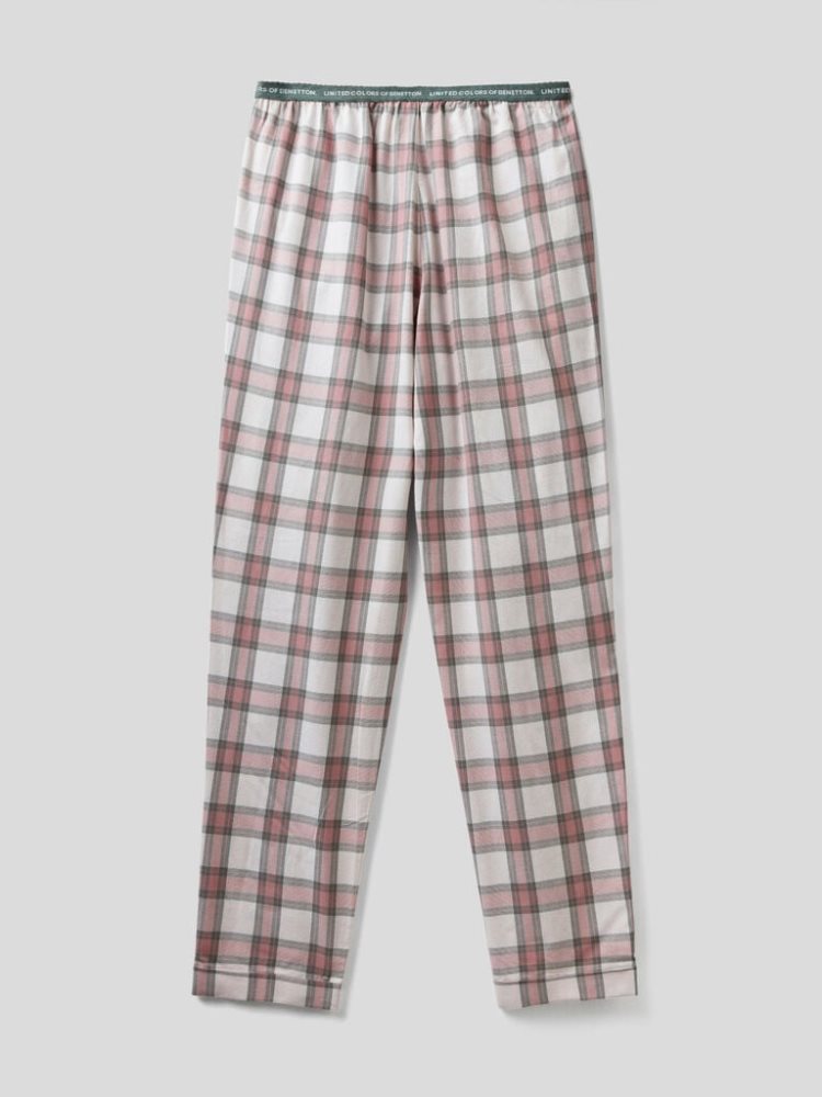 Benetton Check Flannel Broek Dames Lichtgrijs | BE915804