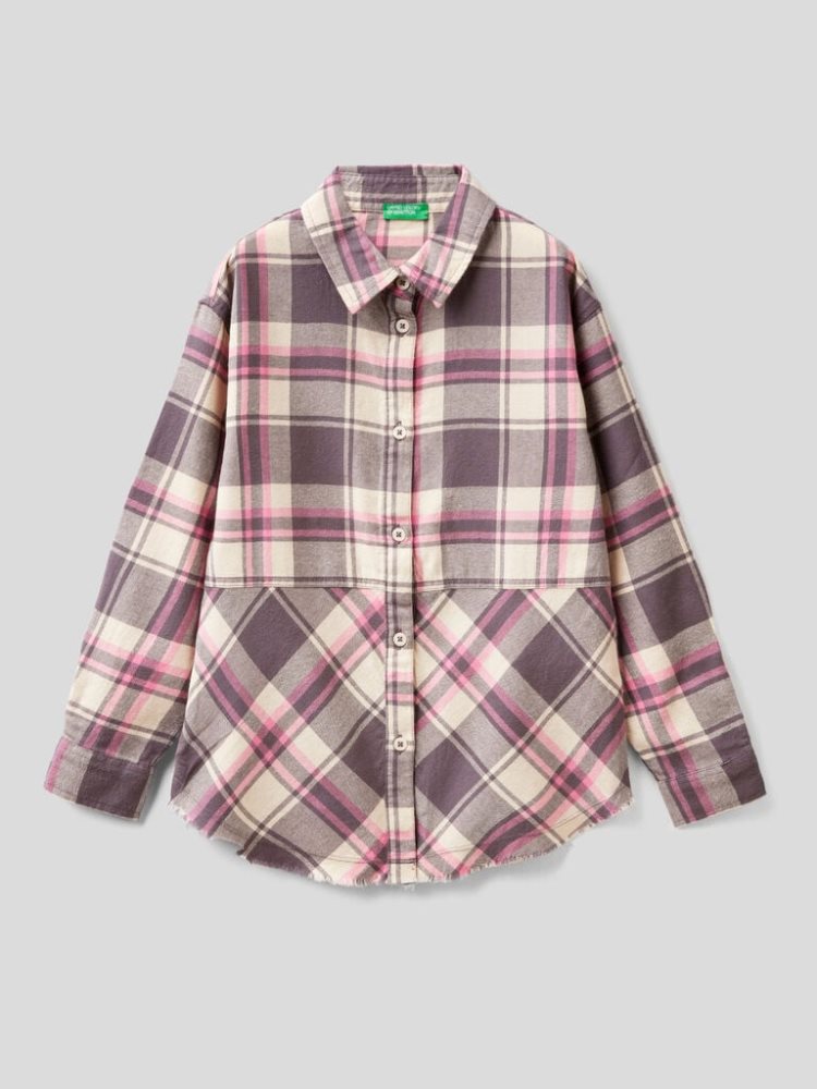 Benetton Check Flannel Overhemd Kinderen Roze | BE724173