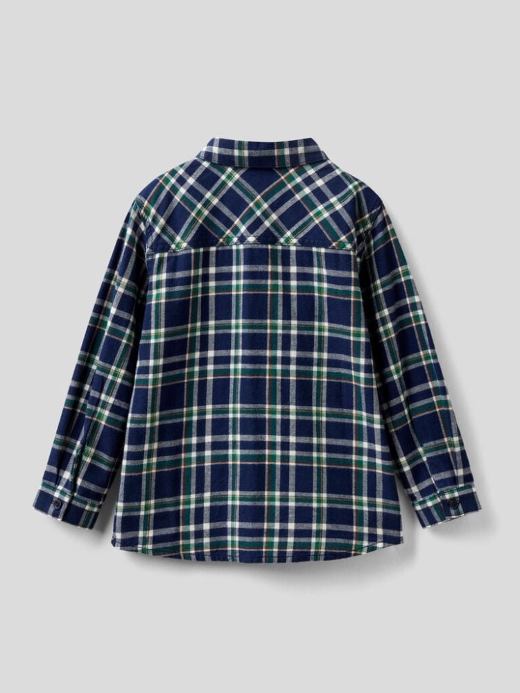 Benetton Check Flannel Overhemd Kinderen Donkerblauw | BE727728