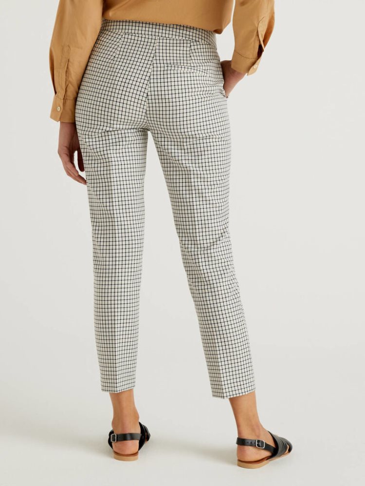 Benetton Check Pattern Broek Dames Beige | BE775299